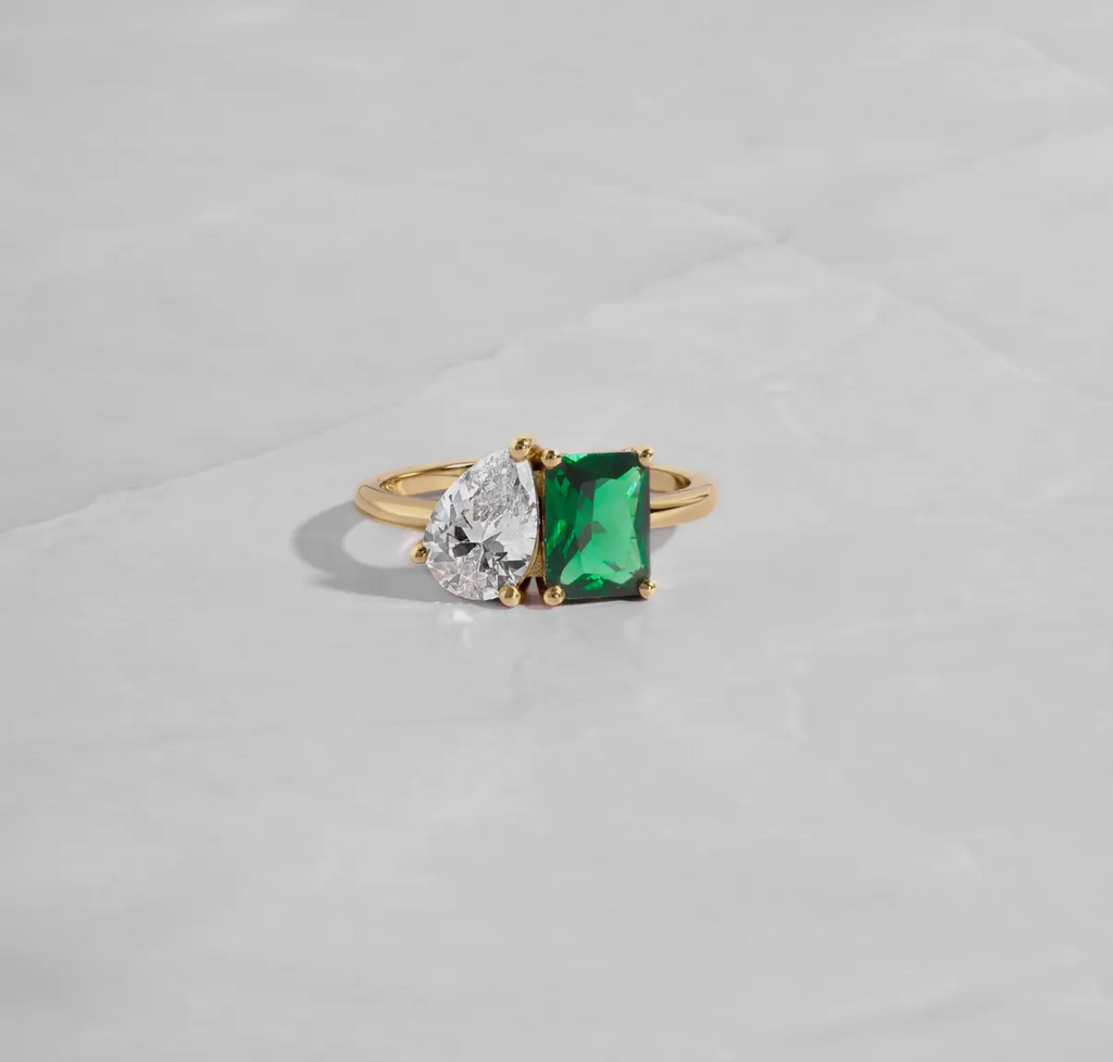 Viral Emerald Twin Flame Duo Ring