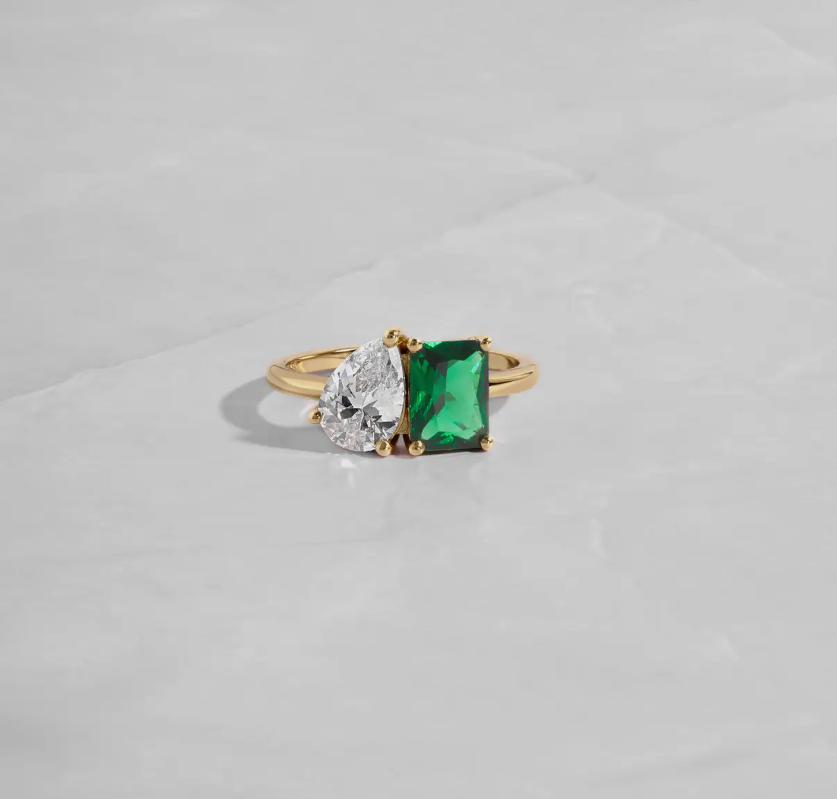 Viral Emerald Twin Flame Duo Ring