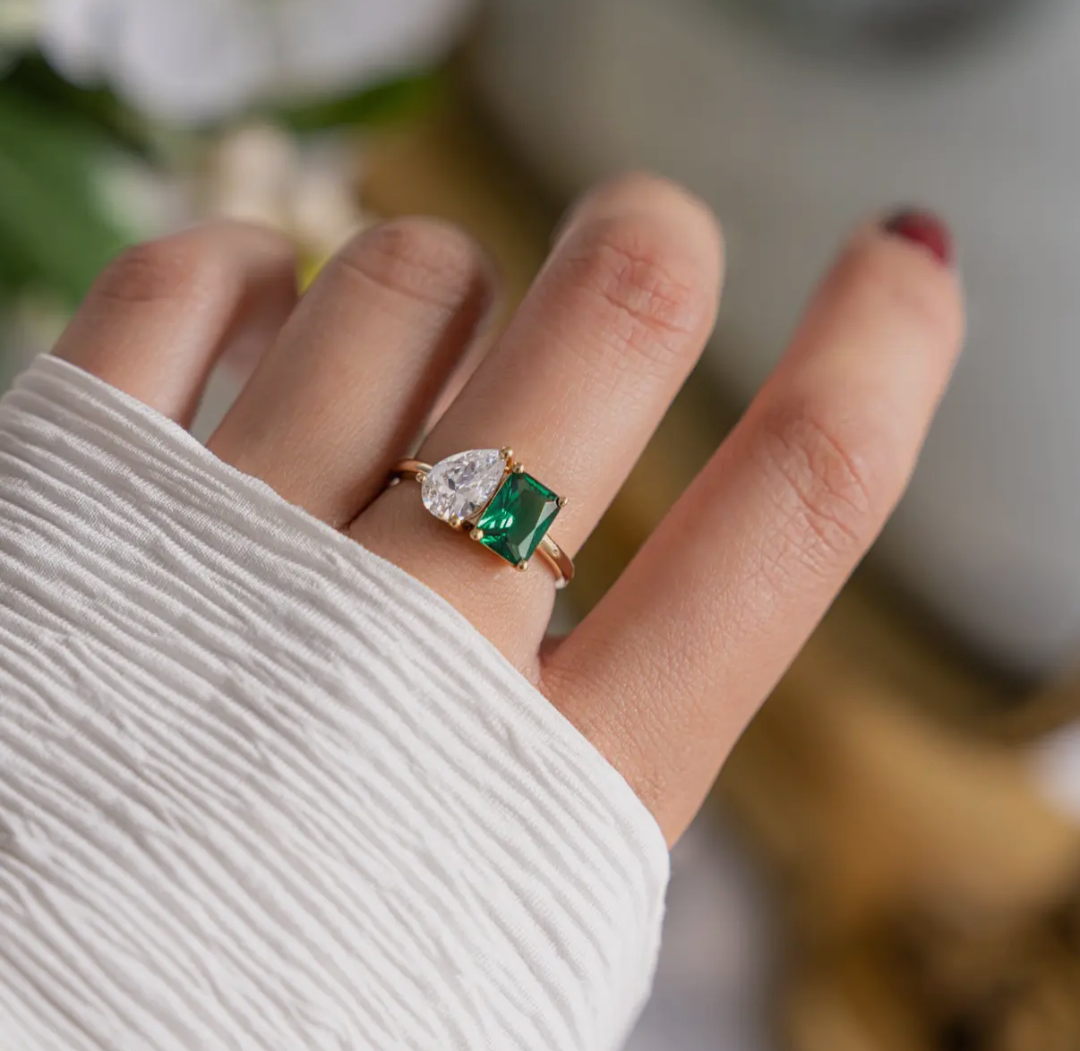 Viral Emerald Twin Flame Duo Ring