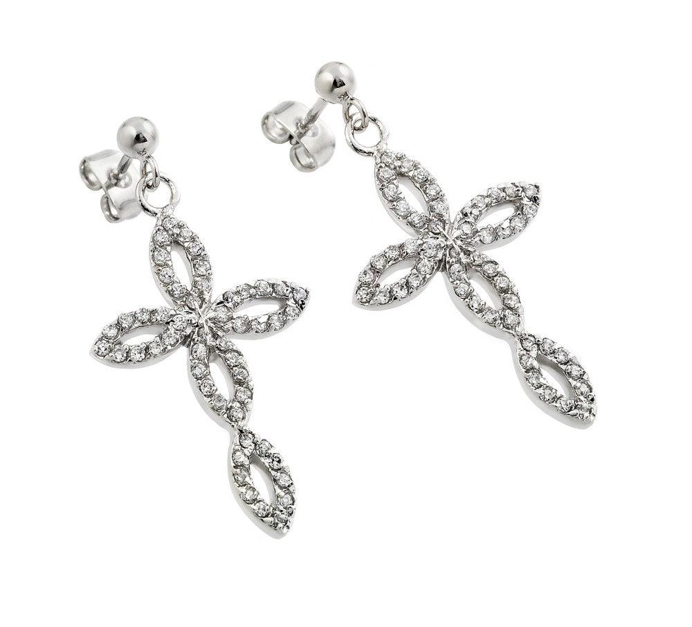 Marquise Cross Drop Earrings