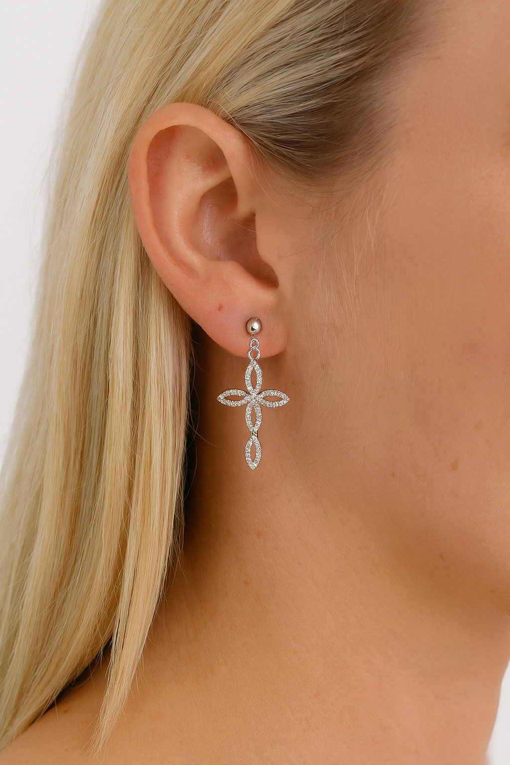 Marquise Cross Drop Earrings