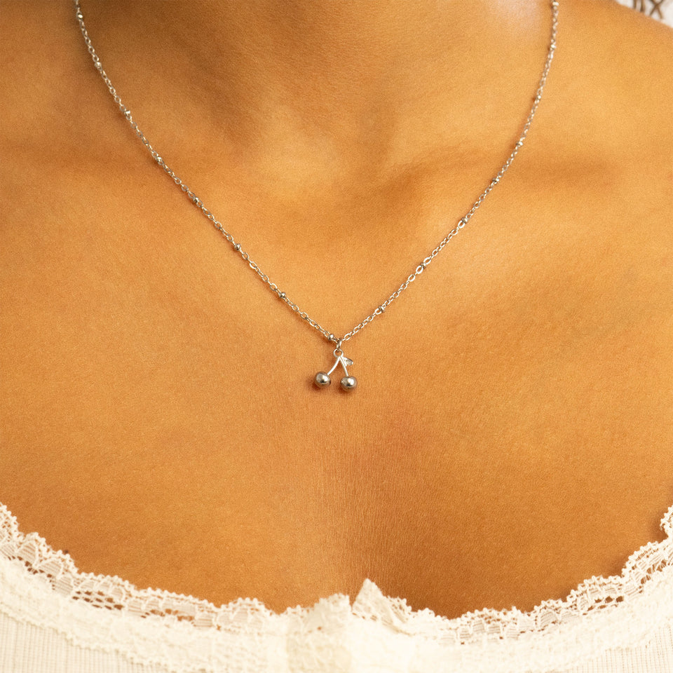 Golden Cherry Pendant Necklace