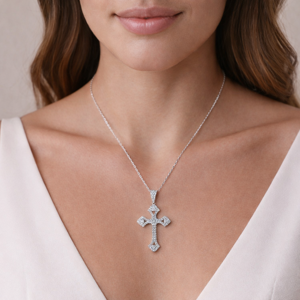 Vow of Light Cross Large Diamond Necklace