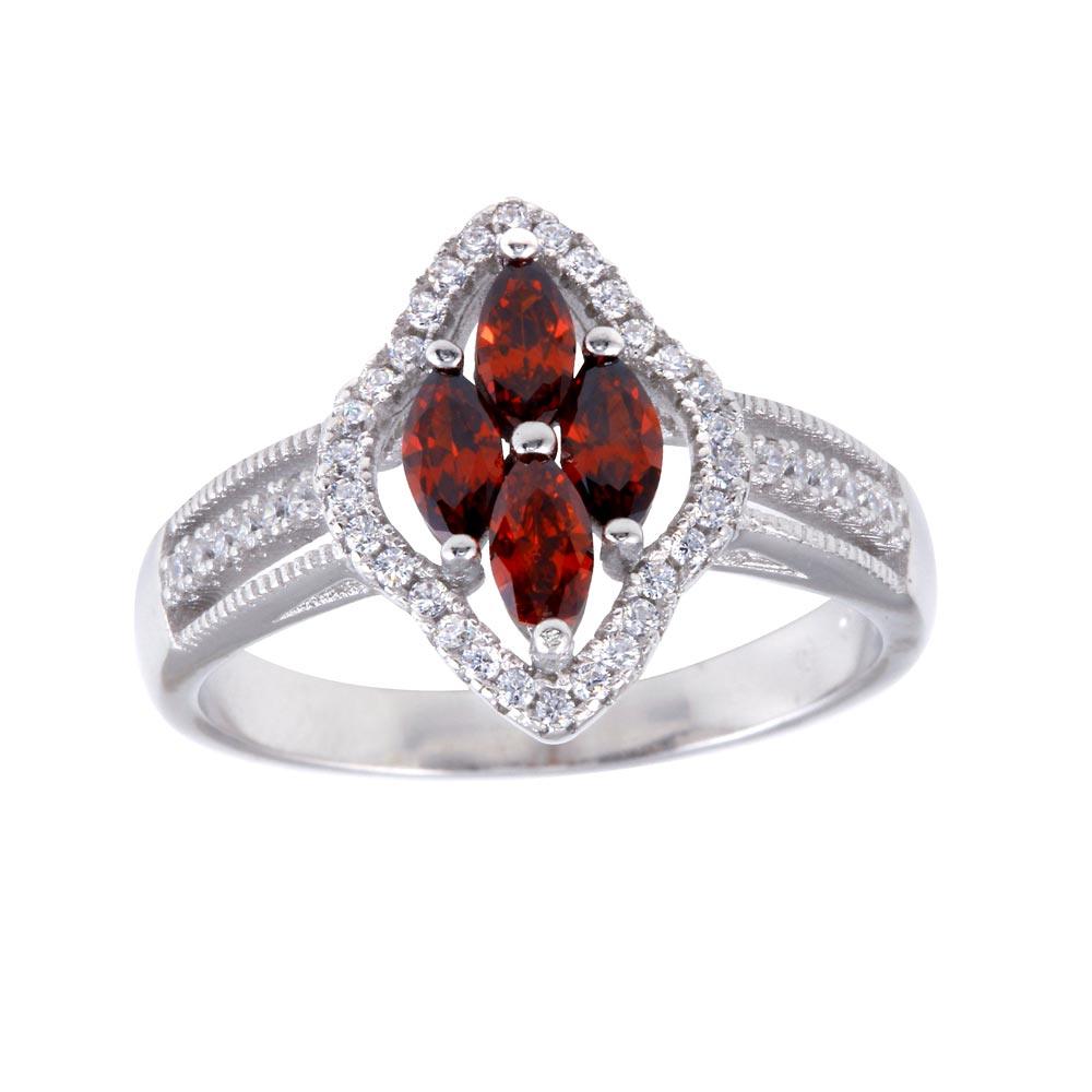 Crimson Halo Marquise Ring