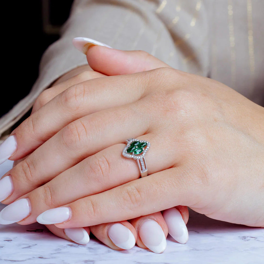 Crimson Halo Marquise Ring