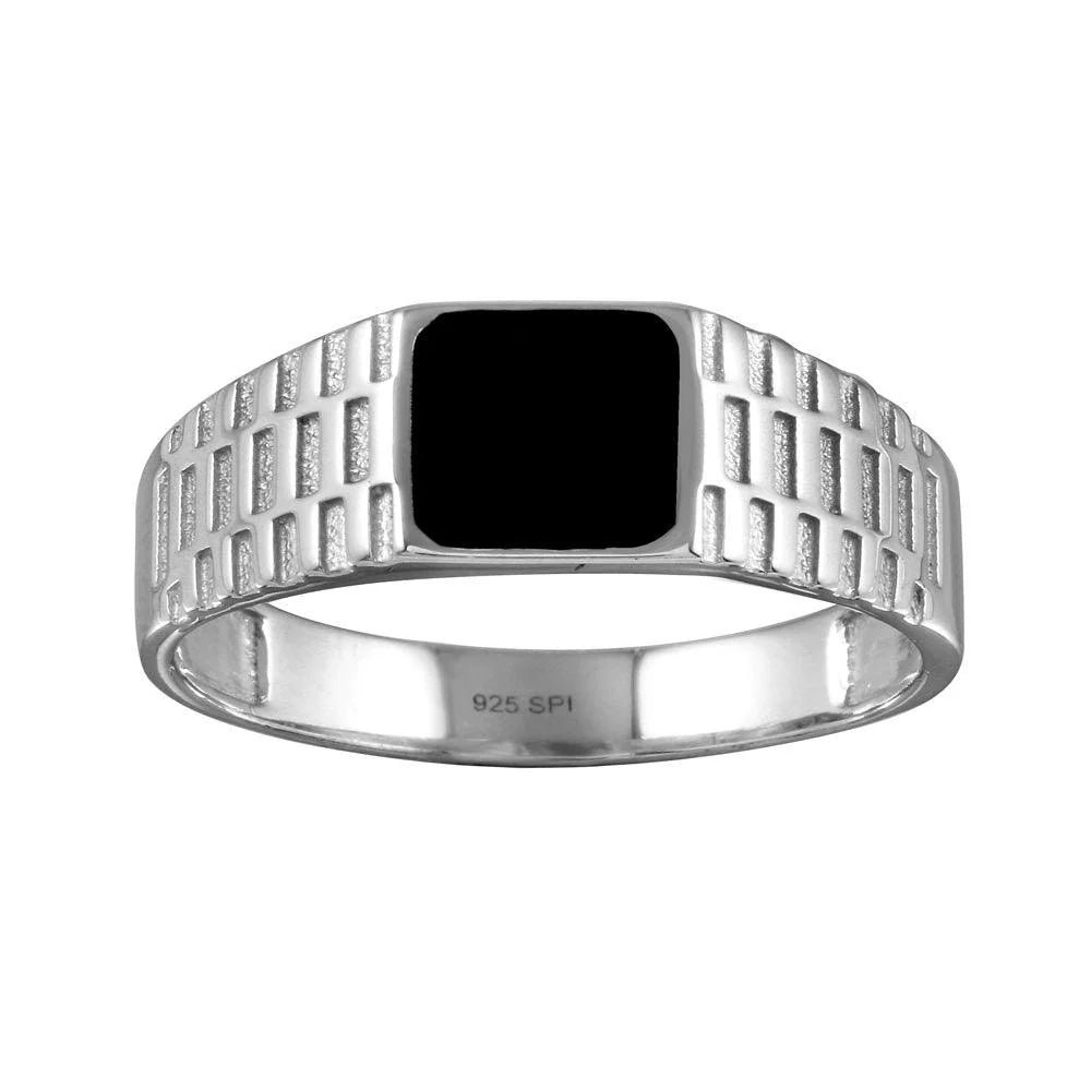 Midnight Crest Signet Mens Ring