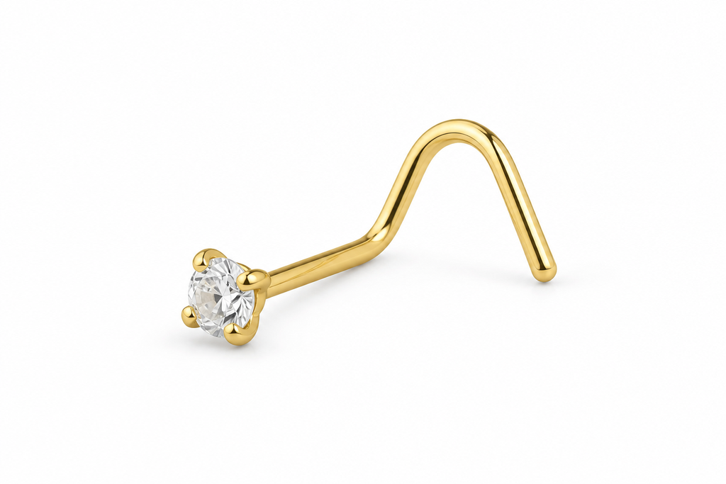 Classic Sparkle Nose Stud – L Shape (20G)