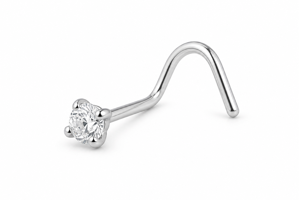 Classic Sparkle Nose Stud – L Shape (20G)