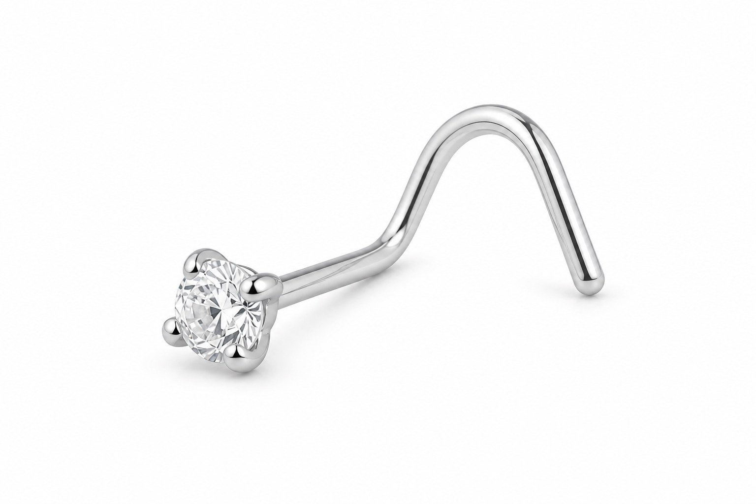 Classic Sparkle Nose Stud – L Shape (20G)