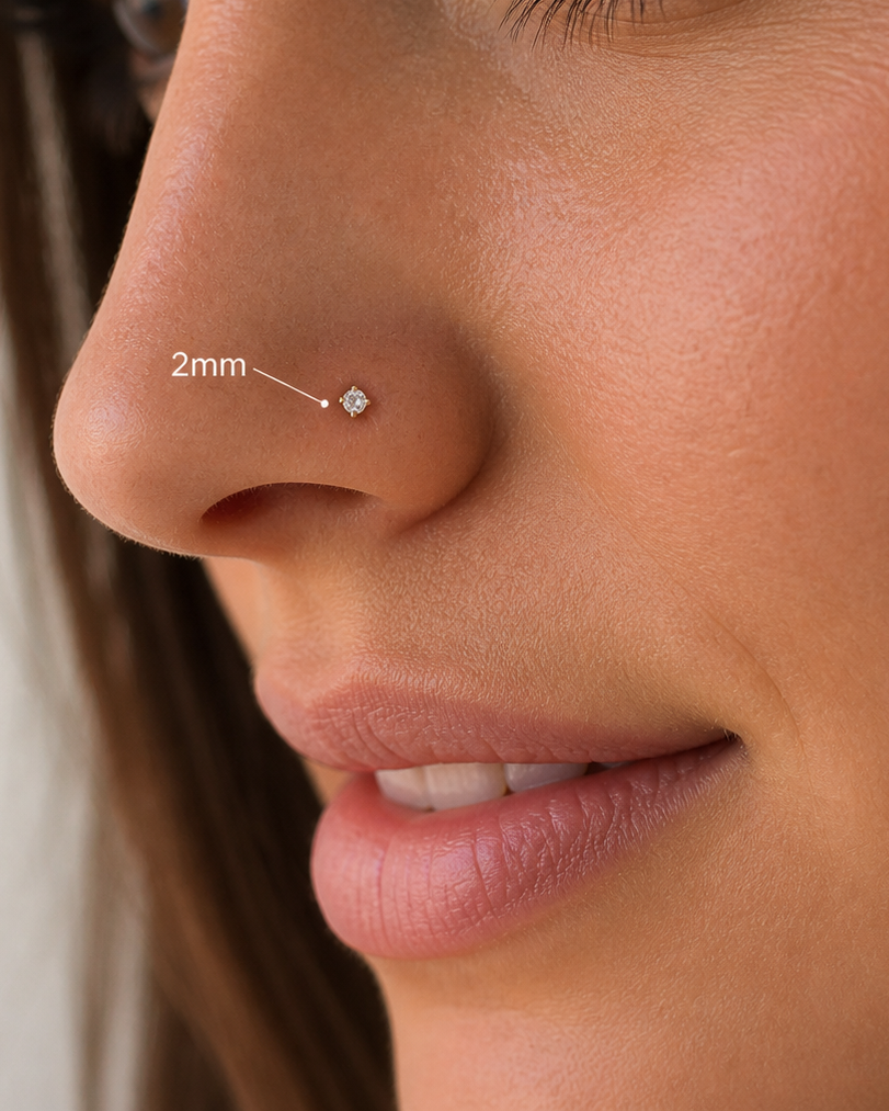 Classic Sparkle Nose Stud – L Shape (20G)