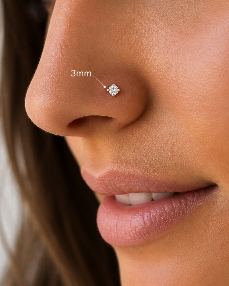 Classic Sparkle Nose Stud – L Shape (20G)