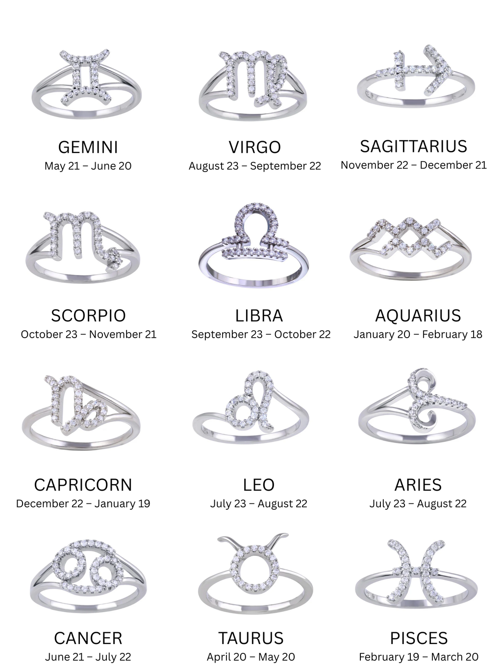 Zodiac CZ Signature Ring