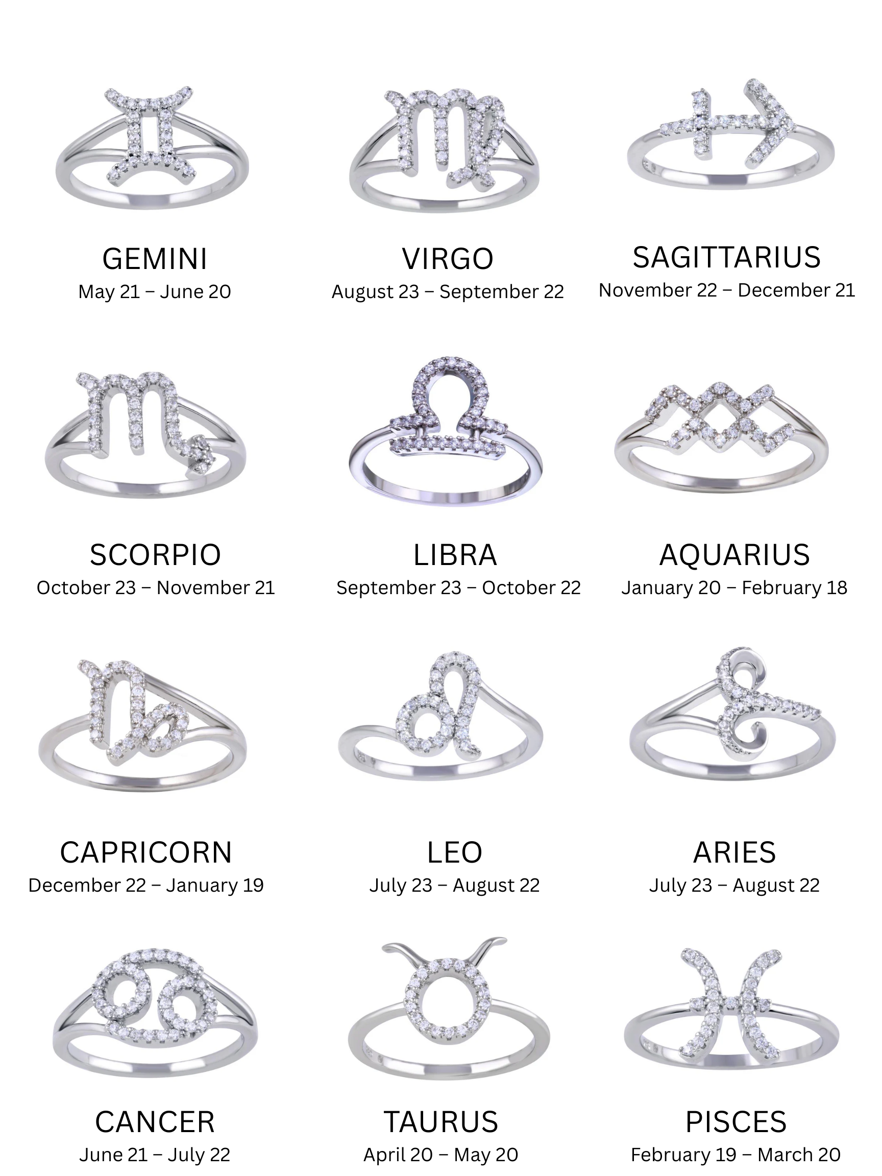 Zodiac CZ Signature Ring