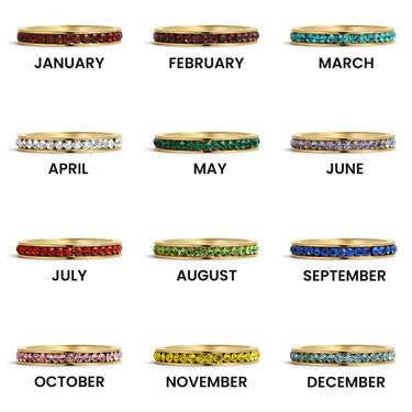 Radiant Birthstone CZ Stacking Rings